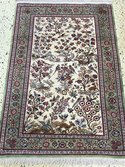 27157332c - Ghom Seide fein, Persien, Ende 20.Jhd, reine Naturseide, ca. 118 x 82 cm, EHZ: 2 ...