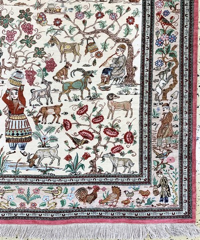 27157337a - Ghom Seide fein signiert, Persien, Ende 20.Jhd, reine Naturseide, ca. 203 x 139 cm, ...