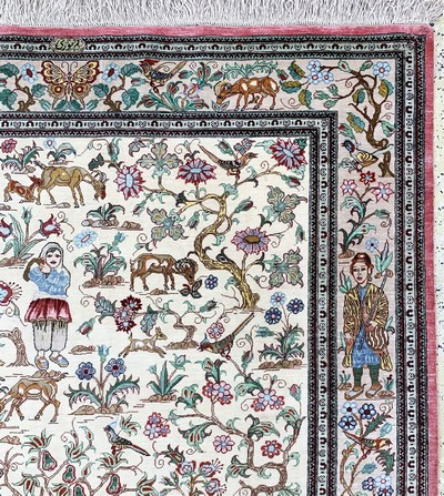 27157337d - Ghom Seide fein signiert, Persien, Ende 20.Jhd, reine Naturseide, ca. 203 x 139 cm, ...