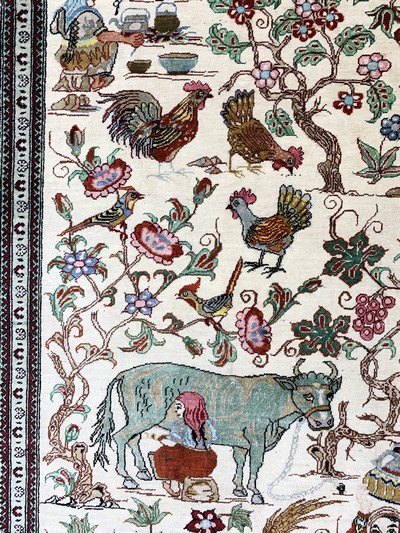 27157337e - Ghom Seide fein signiert, Persien, Ende 20.Jhd, reine Naturseide, ca. 203 x 139 cm, ...