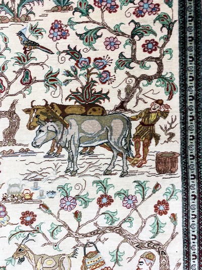 27157337f - Ghom Seide fein signiert, Persien, Ende 20.Jhd, reine Naturseide, ca. 203 x 139 cm, ...