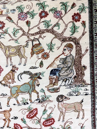 27157337g - Ghom Seide fein signiert, Persien, Ende 20.Jhd, reine Naturseide, ca. 203 x 139 cm, ...