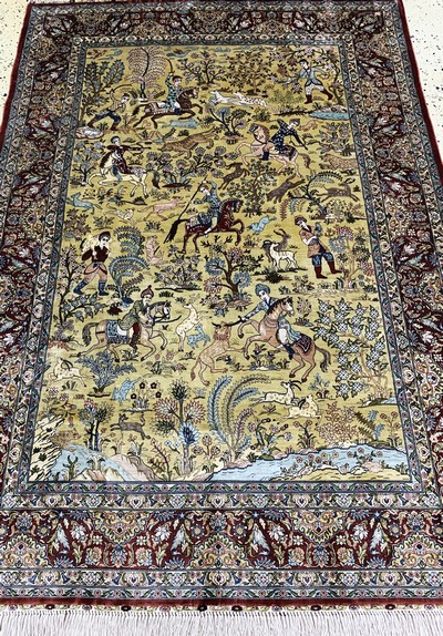 27157352g - Hereke Seide fein, China, Ende 20.Jhd, reine Naturseide, ca. 155 x 108 cm, ca. 1,0 Mio. ...