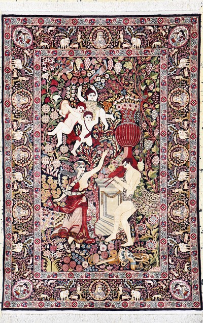 Image Hereke Seide Sehr fein, China, Neu, reine Naturseide, ca. 93 x 63 cm, ca. 2,5 Mio. ...
