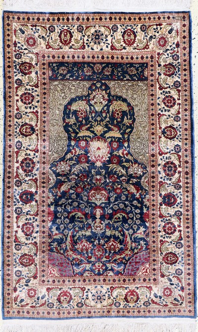 Image Hereke Seide fein signiert, Türkei, Mitte 20.Jhd, reine Naturseide´Metallbroschiert´, ...