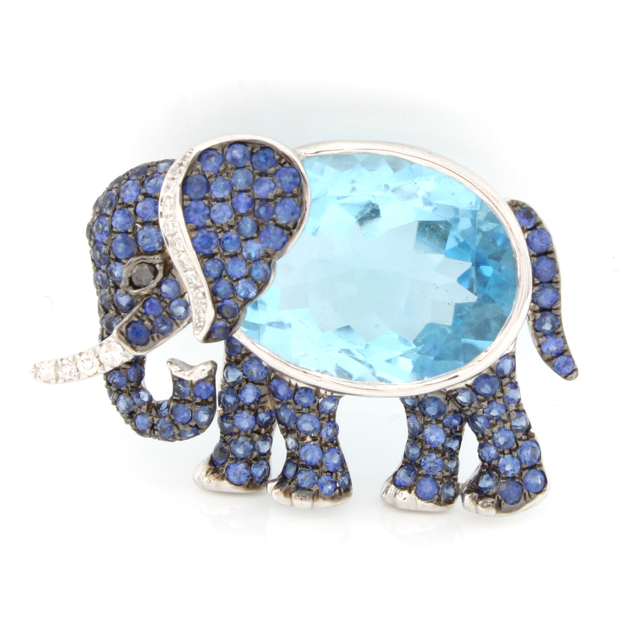 Image 27161236 - Anhänger/Brosche ´Elefant´ mit Farbsteinen, Brillanten und Diamant, WG 750/000, ...