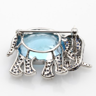 27161236a - Anhänger/Brosche ´Elefant´ mit Farbsteinen, Brillanten und Diamant, WG 750/000, ...