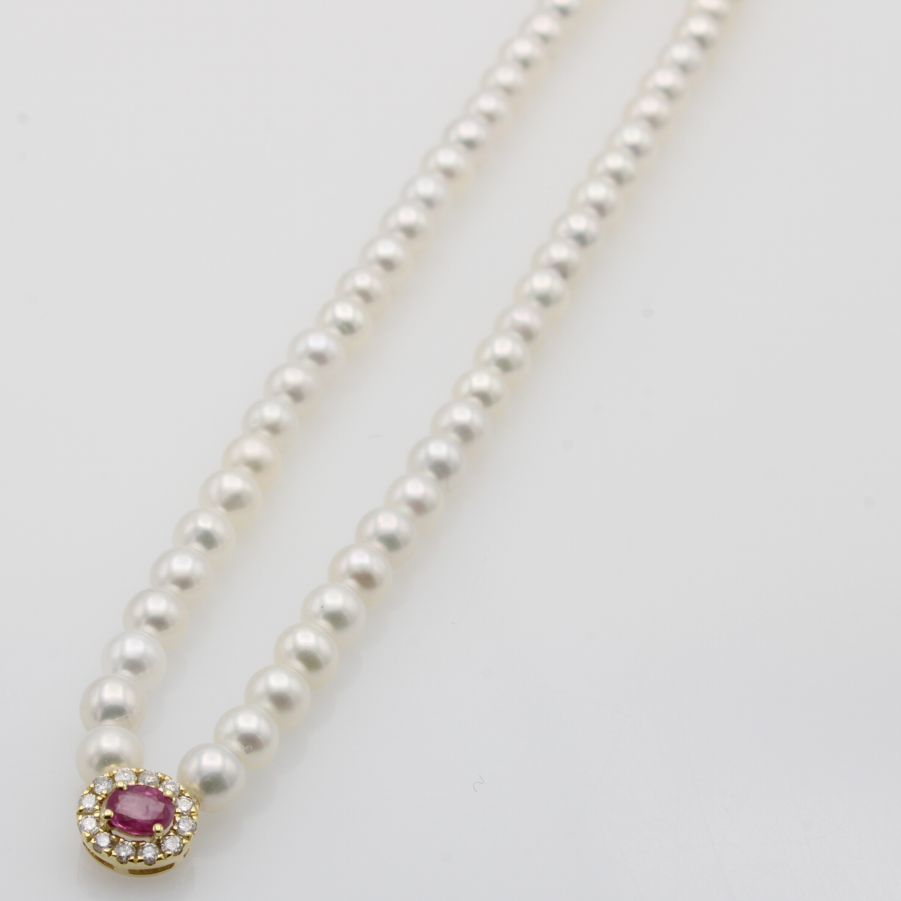 Image 27161317 - Collier mit Süßwasserzuchtperlen, Rubin und Brillanten, GG 750/000, 85 weiße, runde ...