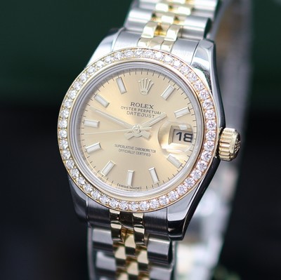 27161480b - ROLEX Damenarmbanduhr Oyster Perpetual Datejust Referenz 179383, Automatik, LC 100, ...