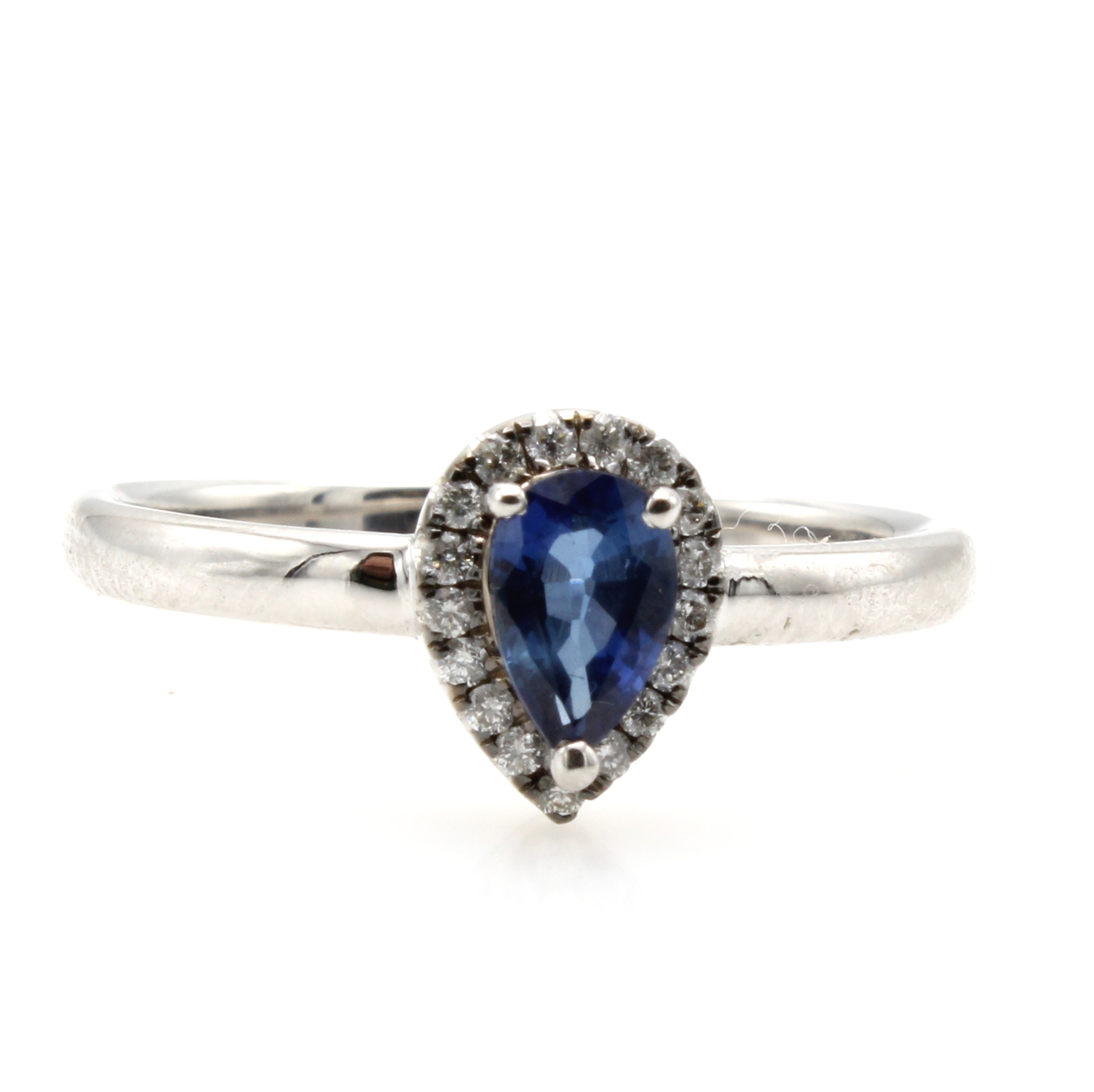 Image 27161500 - Ring mit Saphir und Brillanten, WG 750/000, Saphirtropfen ca. 0.45 ct, 17 Brill. zus. ...