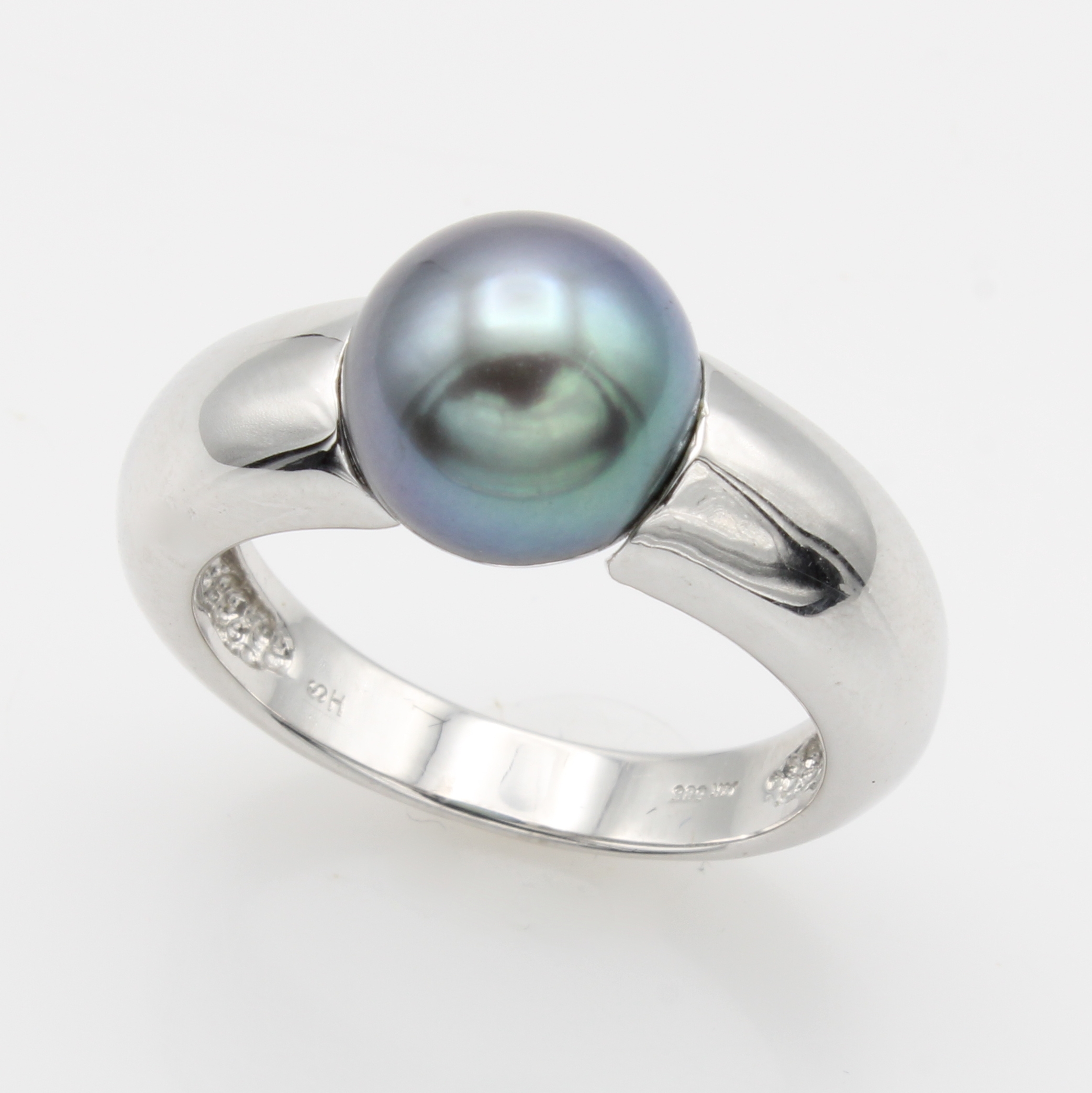 Image 27162428 - Ring mit Tahitiperle, WG 585/000, Spannring-optik, blaugraue Perle ca. 10 mm, RW ca. 58 ...