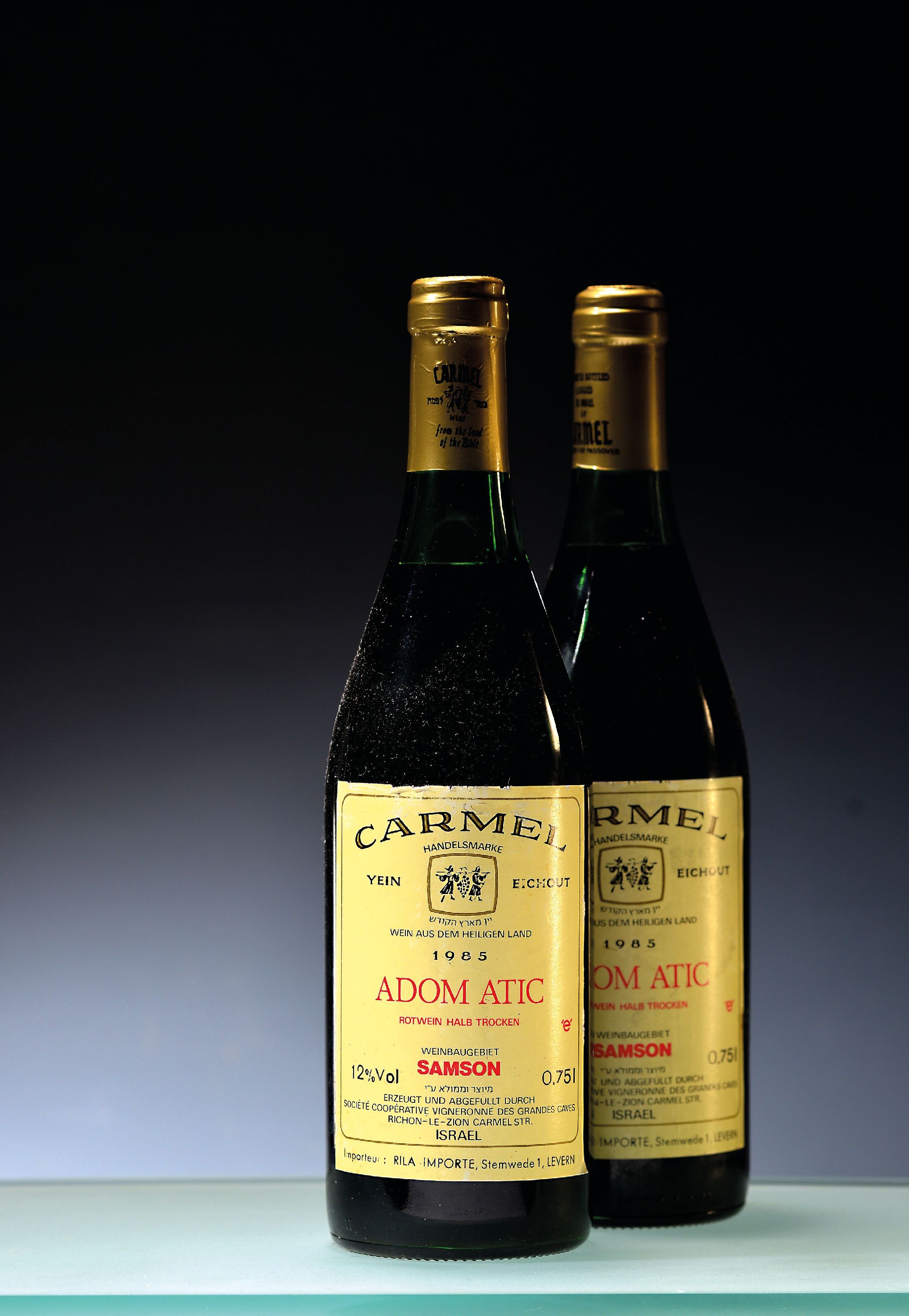 Image 27163431 - 2 Flaschen 1985 Yein Eichout Carmel Adom Atic , Samson, Israel, ca. 75cl, 12%Vol.
