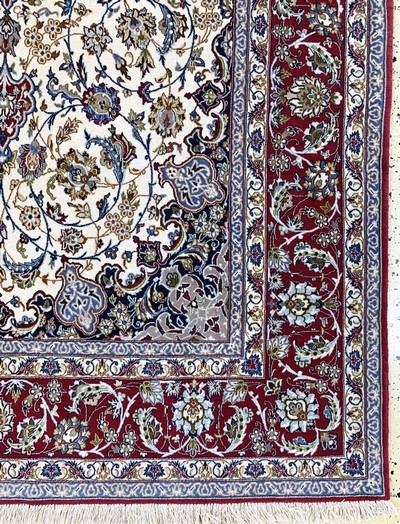 27163494a - Esfahan fein, Persien, Ende 20.Jhd., Korkwolle auf Seide, ca. 240 x 155 cm, EHZ: ...