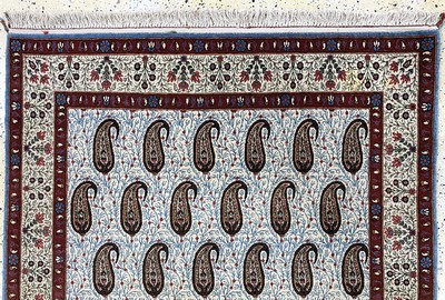 27163497a - Ghom Kork, Persien, Mitte 20.Jhd, Korkwolleauf Baumwolle, ca. 205 x 135 cm, EHZ: ...