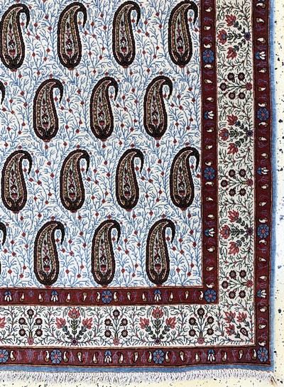 27163497b - Ghom Kork, Persien, Mitte 20.Jhd, Korkwolleauf Baumwolle, ca. 205 x 135 cm, EHZ: ...
