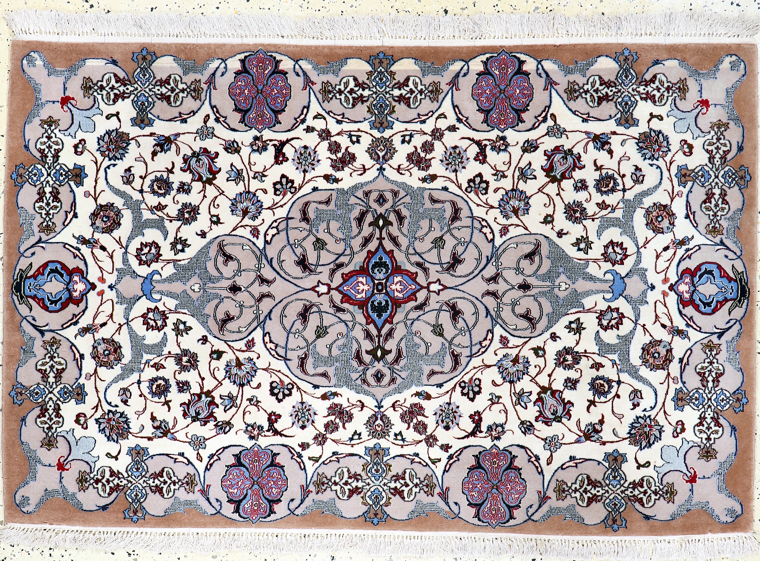 Image 27163507 - Esfahan fein alt, Persien, Mitte 20.Jhd, Korkwolle auf Seide, ca. 162 x 108 cm, ca. ...