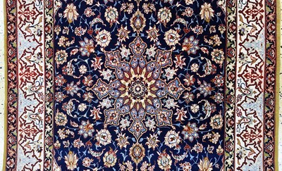 27163501b - Isfahan fine old, Persia, mid-20th century, corkwool on silk, approx. 168 x 104 cm, ...