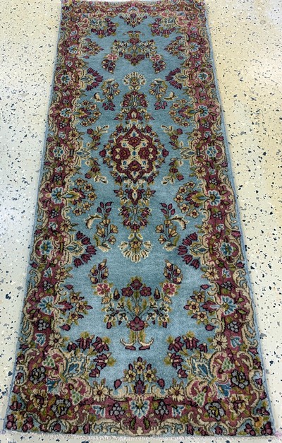 27163549c - Kerman Lawar, Persien, Mitte 20.Jhd, Korkwolle auf Baumwolle, ca. 150 x 58 cm, EHZ:2 ...