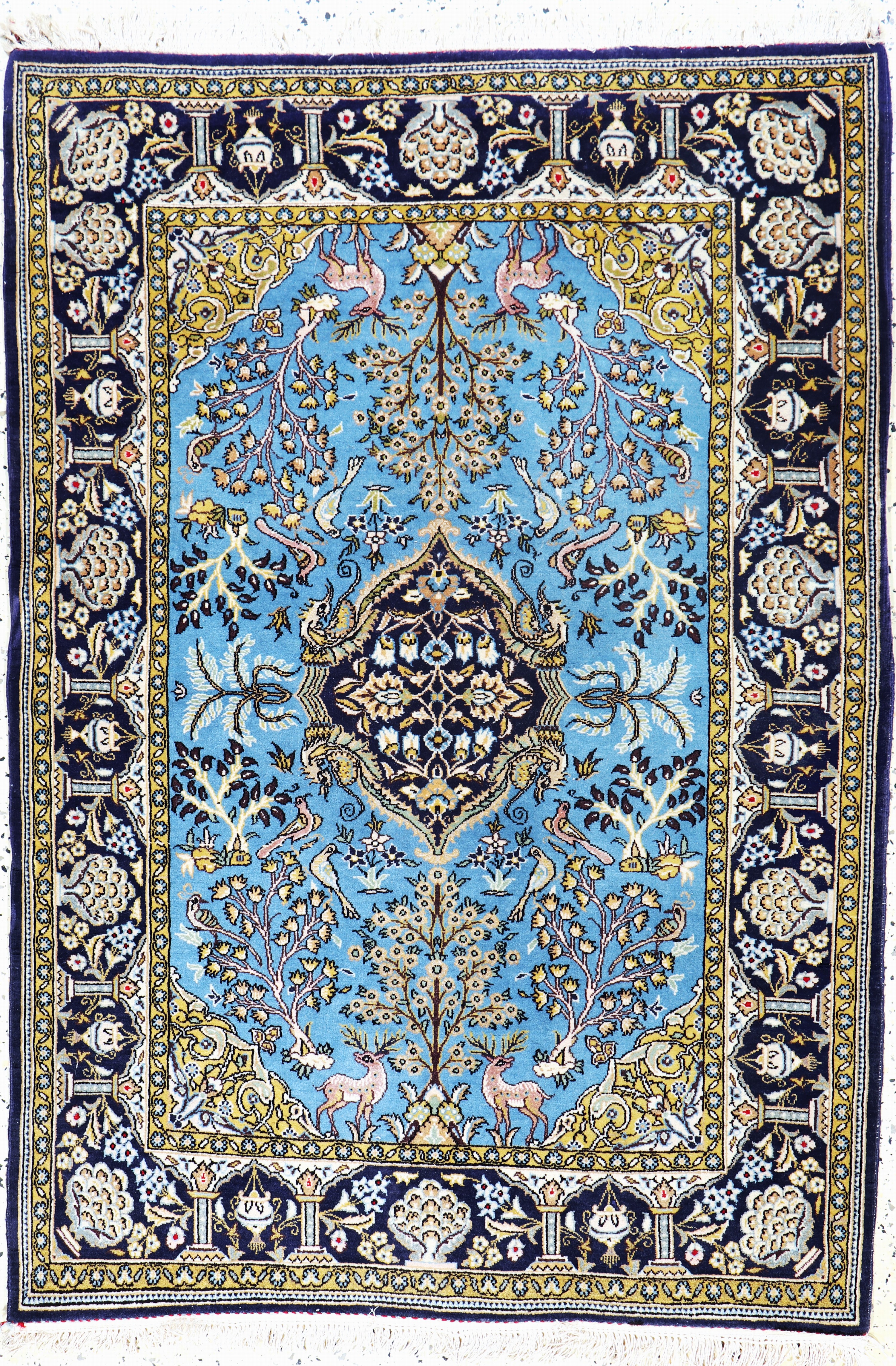 Image 27164037 - Qum old, Persia, mid-20th century, wool with silk on cotton, approx. 158 x 110 cm, ...