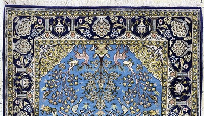 27164037a - Qum old, Persia, mid-20th century, wool with silk on cotton, approx. 158 x 110 cm, ...