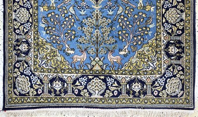 27164037b - Qum old, Persia, mid-20th century, wool with silk on cotton, approx. 158 x 110 cm, ...