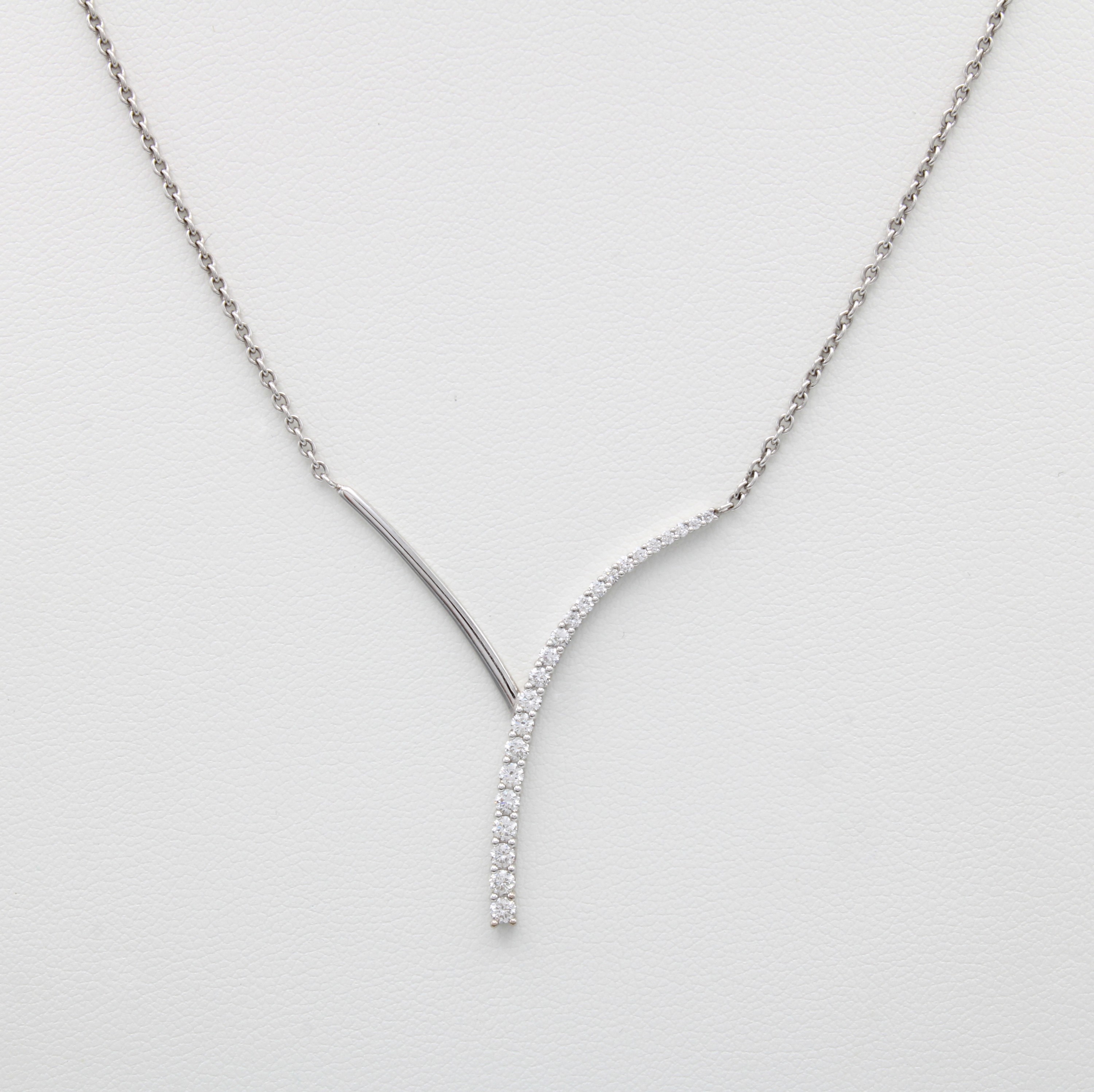 Image 27164125 - Collier mit Brillanten, WG 750/000, Abh. in Y-Form bes. m. 23 Brill. zus. ca. 0.50 ct ...