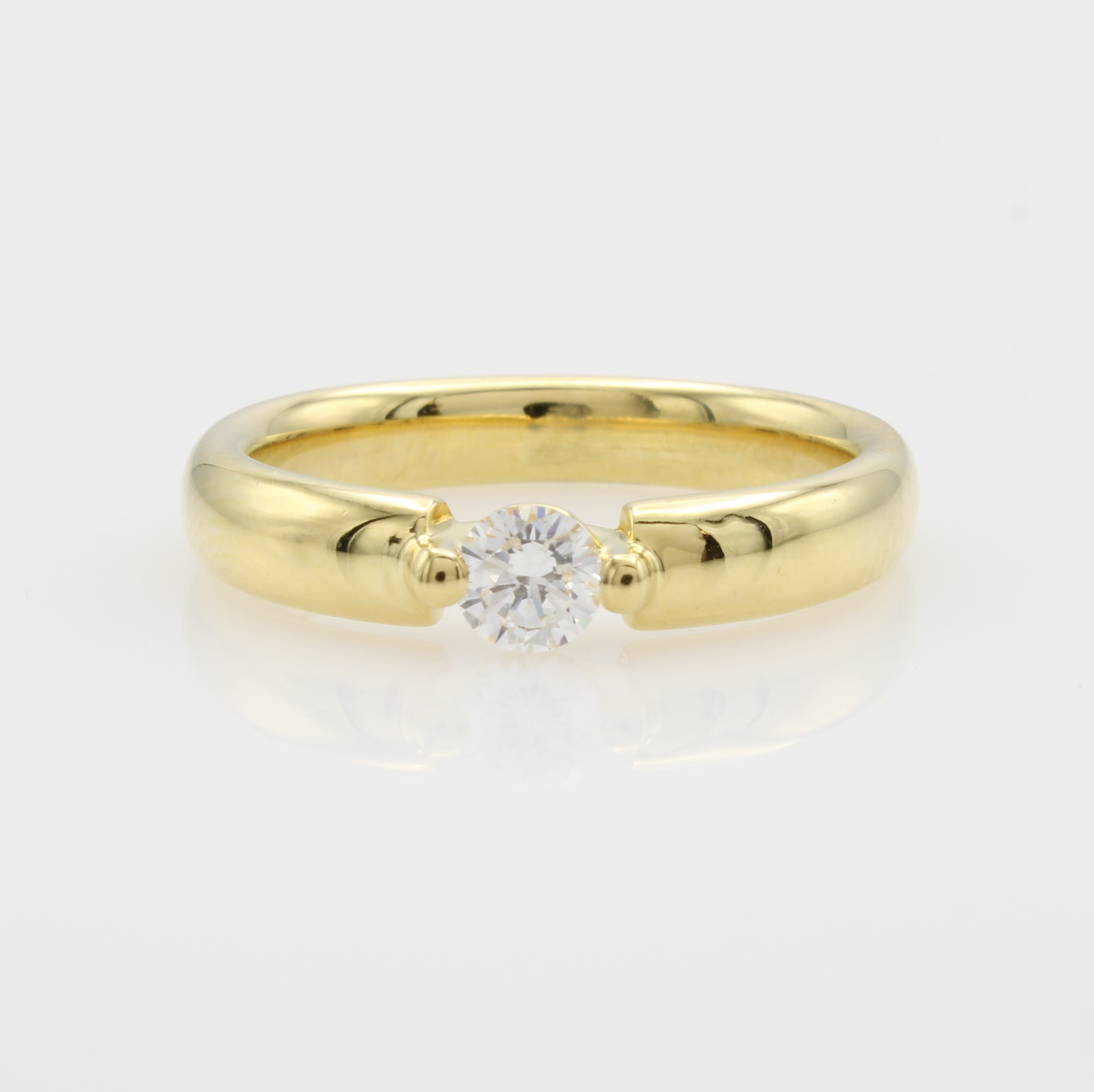 Image 27164134 - Ring mit Brillant, GG 750/000, Brill. ca. 0.29 ct Weiß/si, glattes Design, RW ca. 56.5
