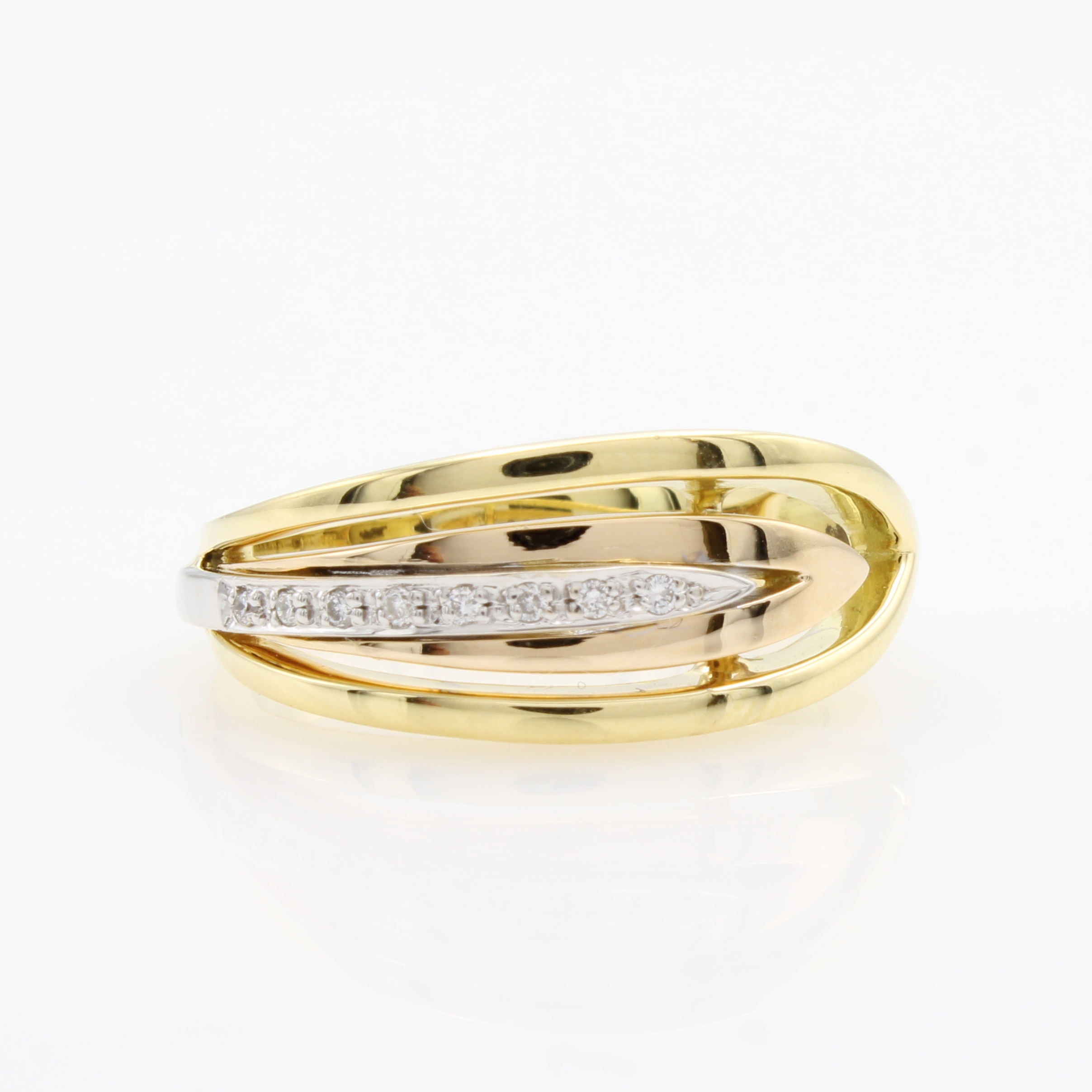 Image 27164136 - Ring mit Diamanten, GG 750/000, Diam. in rhod. Streifen gef. zus. ca. 0.04 ct Weiß/si, ...