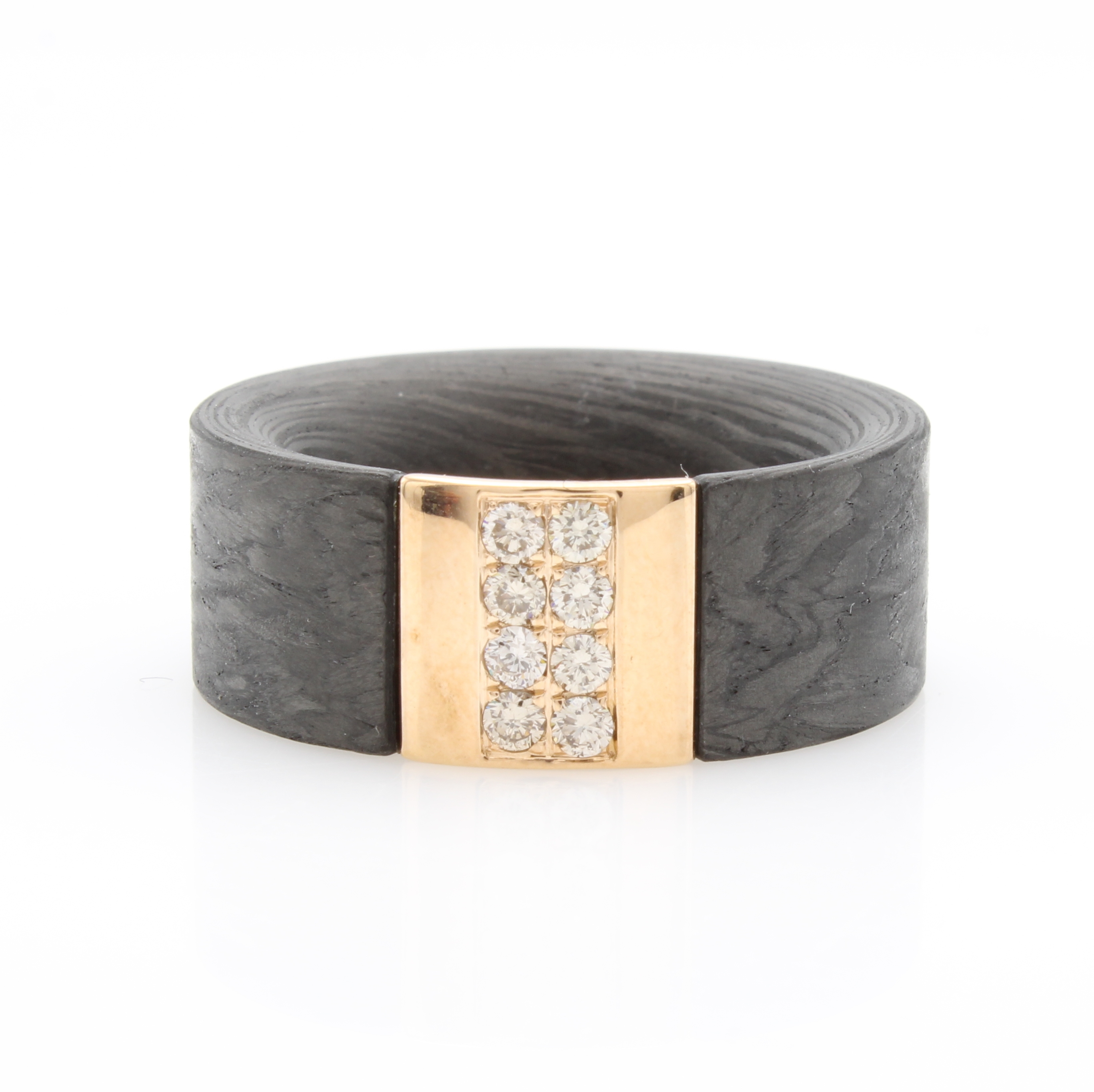 Image 27164155 - Ring mit Brillanten, Carbon u. RoséG 750/000, 8 Brill. zus. ca. 0.32 ct Braun/vs, RW ...