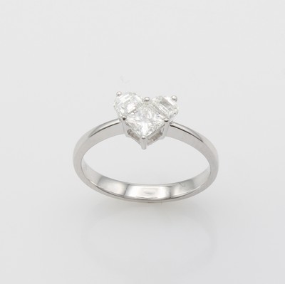 27164120a - Ring mit Diamanten, WG 750/000, Diam. in versch. Schliffarten als Herz gef. zus. ca. ...
