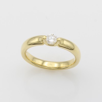 27164134a - Ring mit Brillant, GG 750/000, Brill. ca. 0.29 ct Weiß/si, glattes Design, RW ca. 56.5