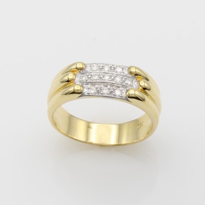 27164142a - Ring mit Brillanten, GG 750/000, Brill. in rhod. Ringkopf gef. zus. ca. 0.16 ct ...