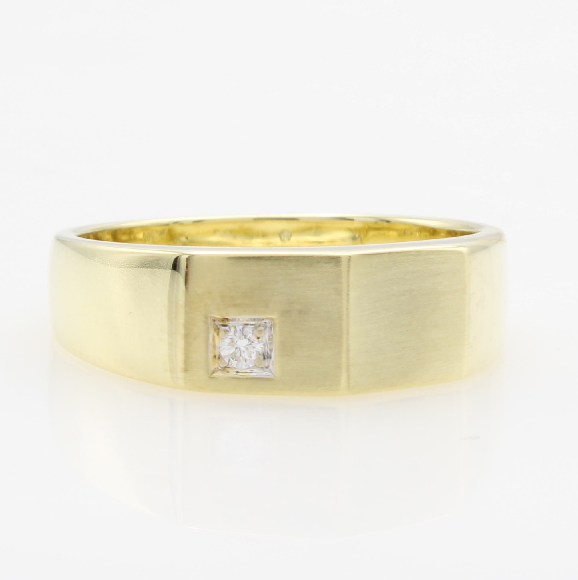 Image 27164266 - Herrenring mit Brillant, GG 585/000, Ringkopf in Form v. zwei Vierecken, Brill. in ...