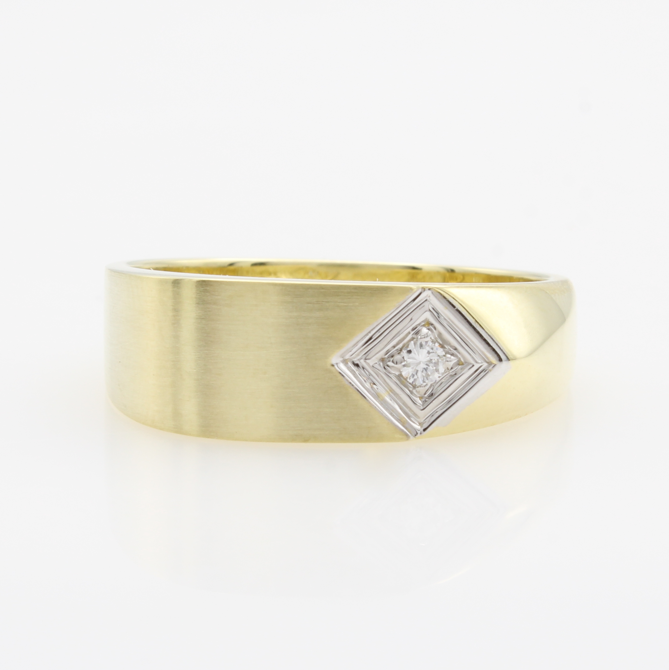 Image 27164281 - Herrenring mit Brillant, GG 585/000, Brill. in rautenförm., rhod. Fassung ca. 0.05 ct ...