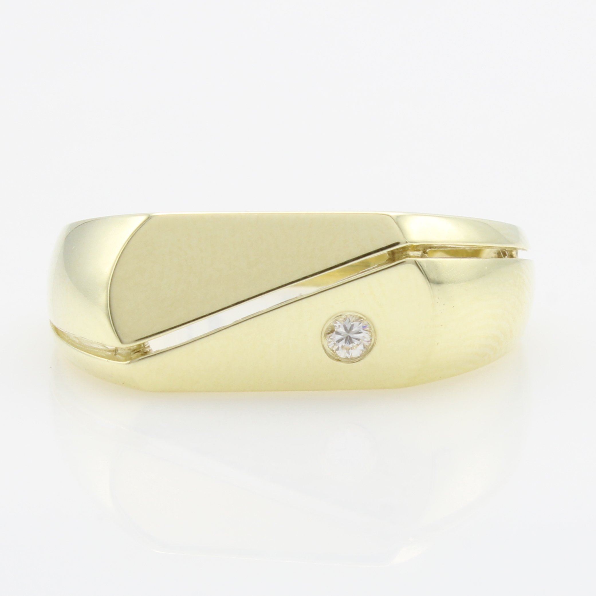 Image 27164288 - Herrenring mit Brillant, GG 585/000, Brill. ca. 0.05 ct Weiß/si, Ringkopf diagonal ...
