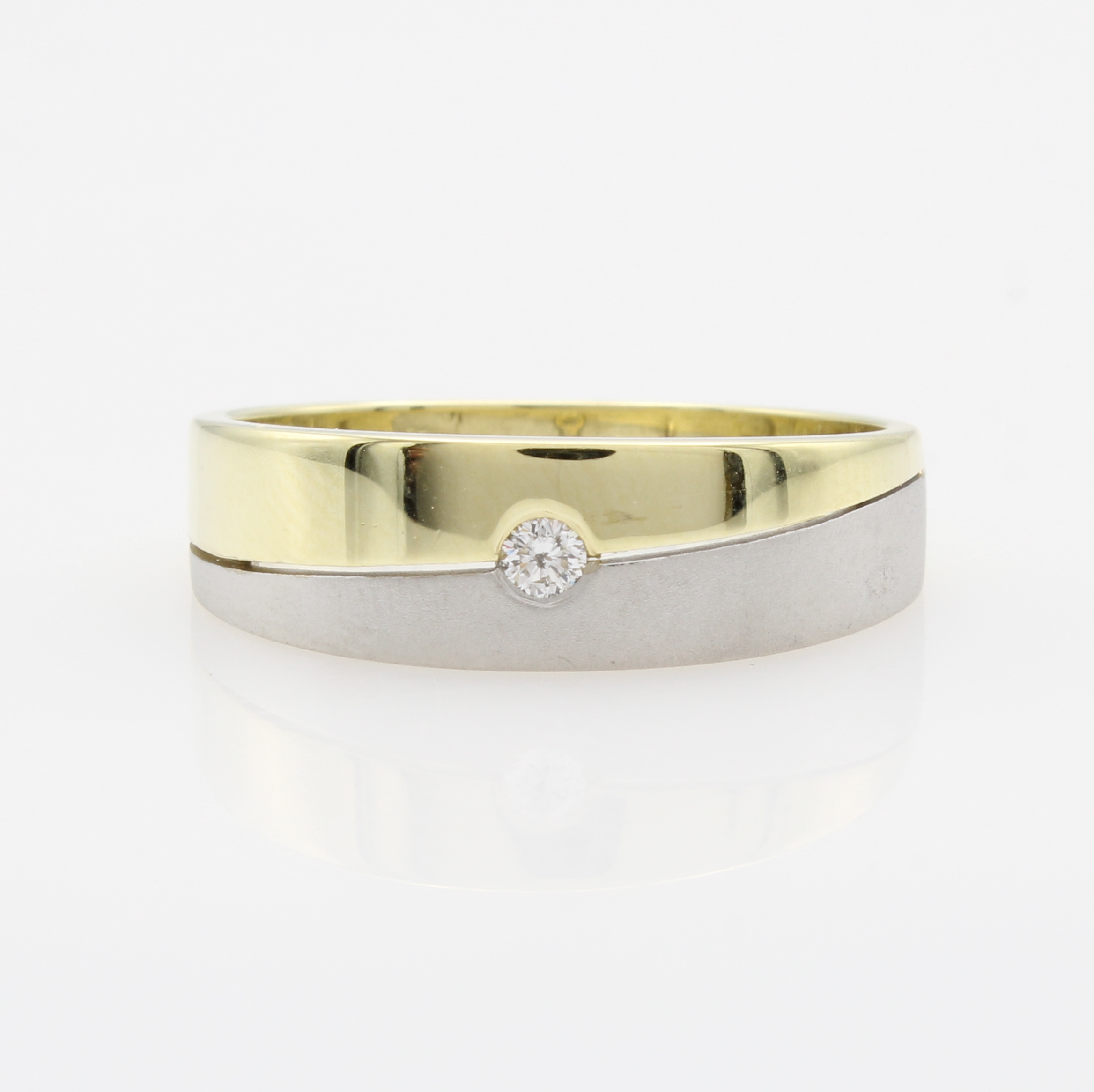 Image 27164289 - Herrenring mit Brillant, GG/WG 585/000, Brill. ca. 0.06 ct Weiß/si, WG matt., RW ca. ...