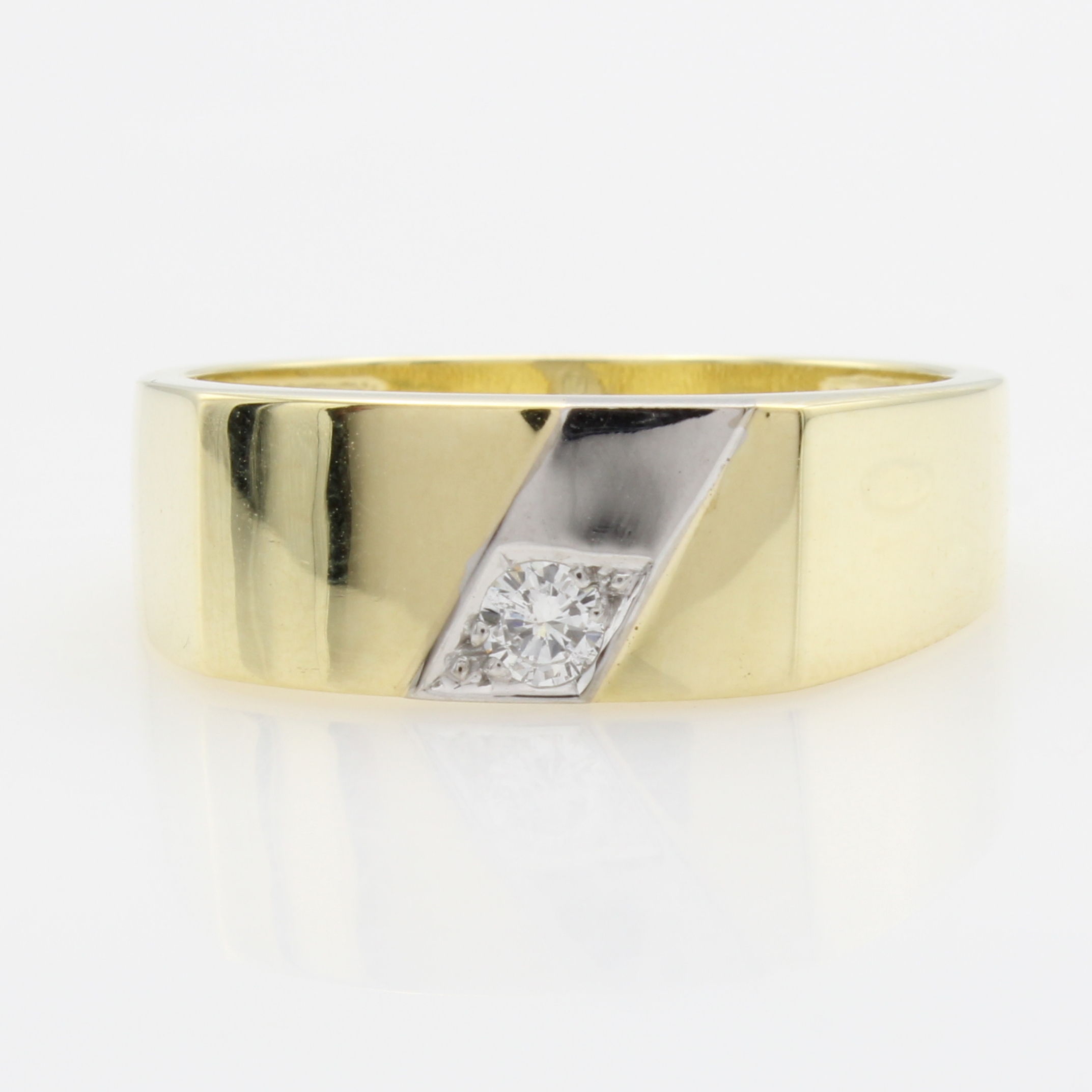 Image 27164297 - Herrenring mit Brillant, GG/WG 585/000, Brill. in WG Streifen gef. ca. 0.10 ct Weiß/si, ...