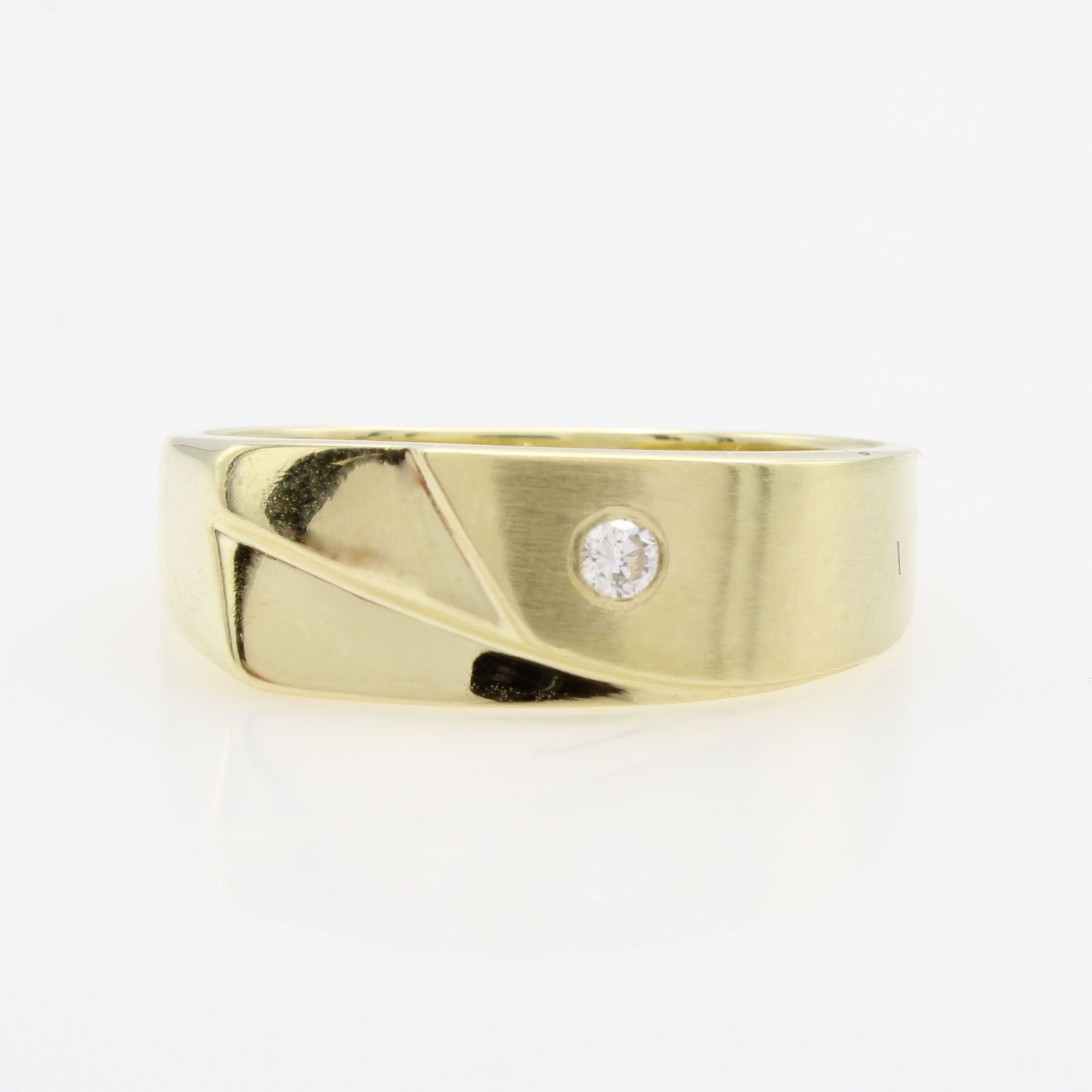 Image 27164299 - Herrenring mit Brillant, GG 585/000, z.T. matt., Brill. ca. 0.05 ct Weiß/si, RW ca. 63 ...
