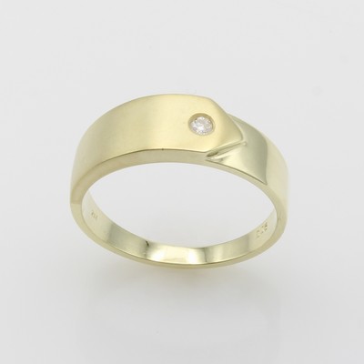 27164262a - Herrenring mit Brillant, GG 585/000, z.T. matt., Brill. in Überwurf gef. ca. 0.05 ct ...