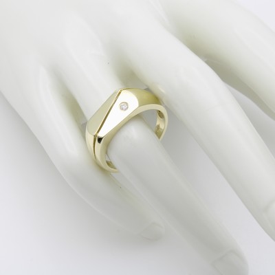 27164288a - Herrenring mit Brillant, GG 585/000, Brill. ca. 0.05 ct Weiß/si, Ringkopf diagonal ...