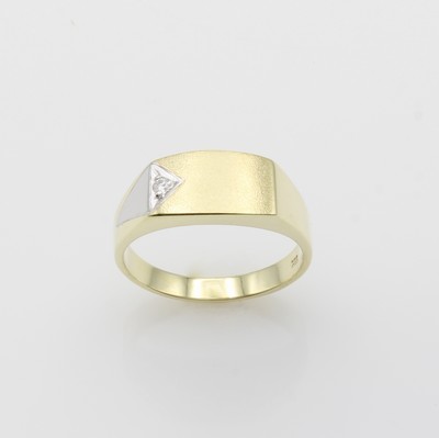 27164298a - Herrenring mit Brillant, GG/WG 585/000, z.T. matt., Brill. ca. 0.03 ct Weiß/si, RW ca. ...