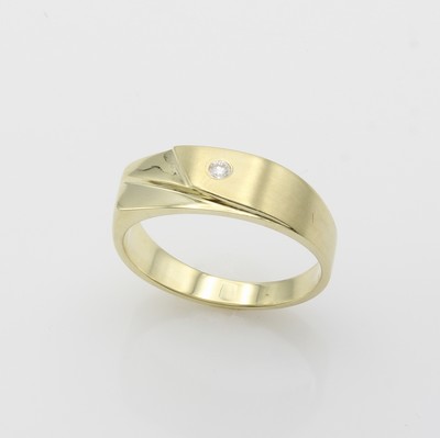 27164299a - Herrenring mit Brillant, GG 585/000, z.T. matt., Brill. ca. 0.05 ct Weiß/si, RW ca. 63 ...