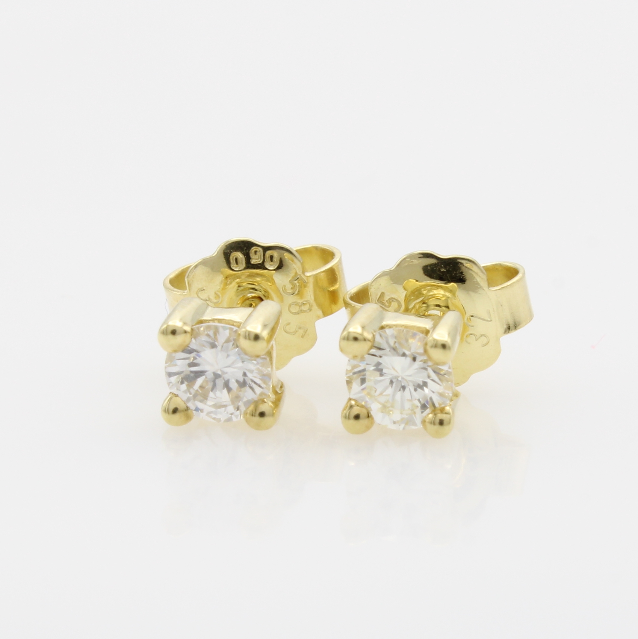 Image 27164325 - Paar Ohrstecker mit Brillanten, GG 585/000, 2 Brill. in Krappenfassungen zus. ca. 0.50 ...