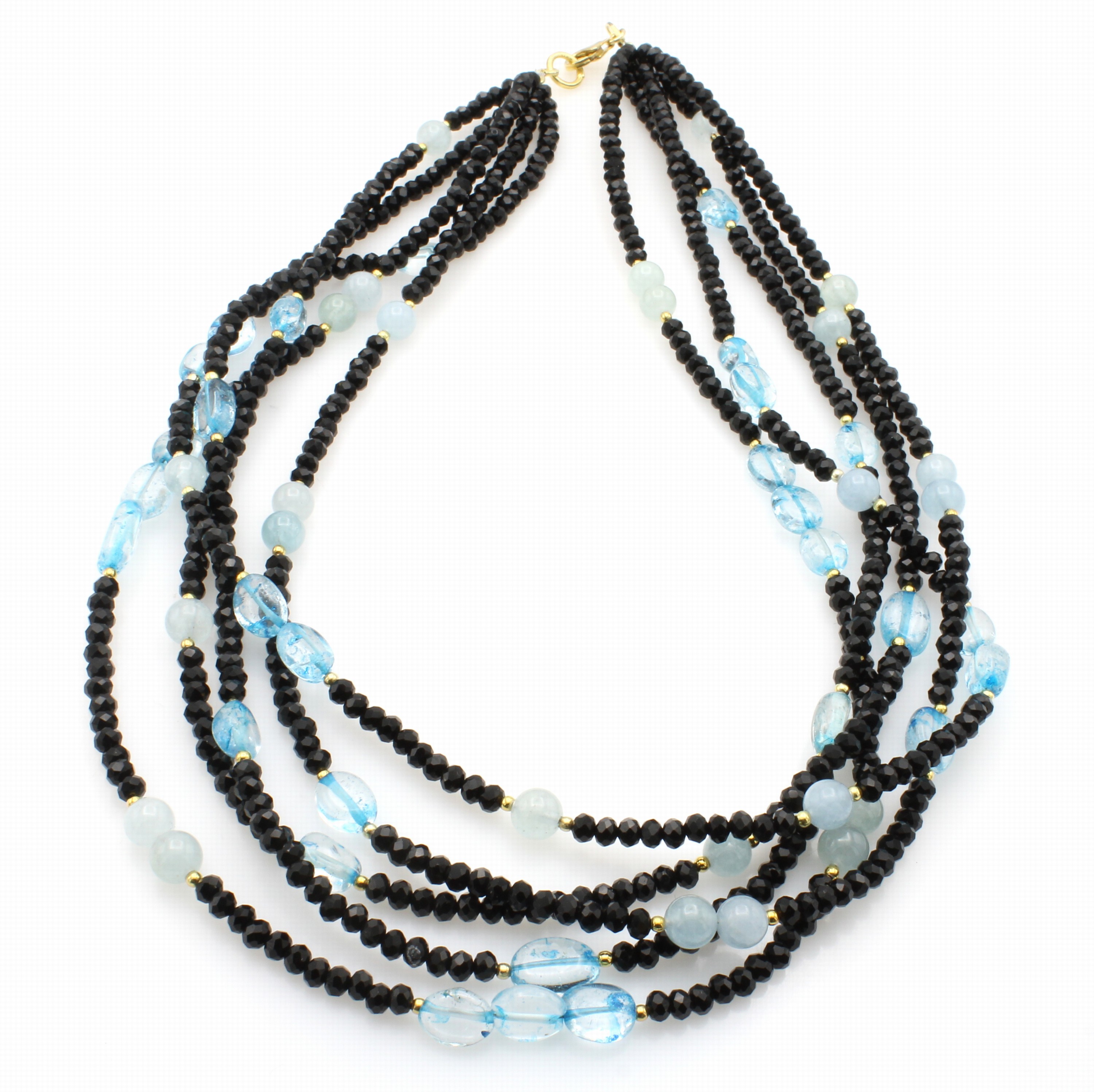 Image 27165344 - 5-reihiges Collier mit Spinellen und Farbstei-nen, Karabinerschl. u. Zwischenkügelchen ...