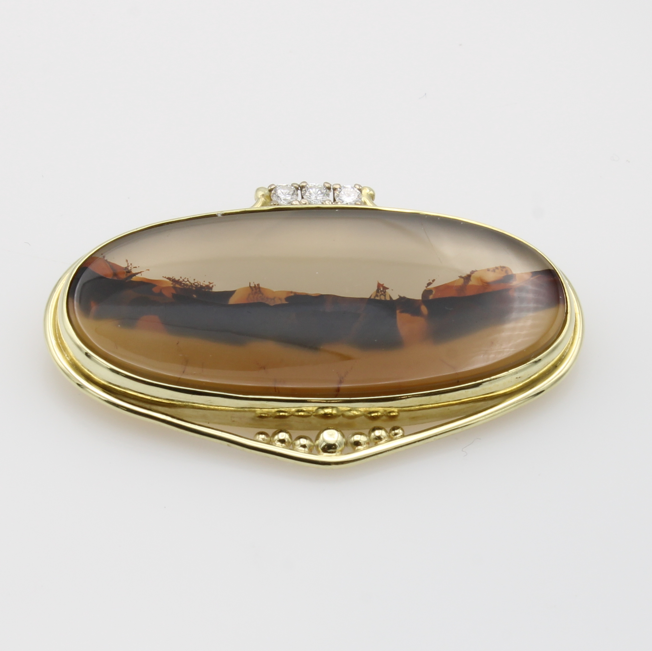 Image 27165373 - Anhänger mit Landschaftsachat und Brillanten, GG 585/000, Brill. zus. ca. 0.09 ct ...