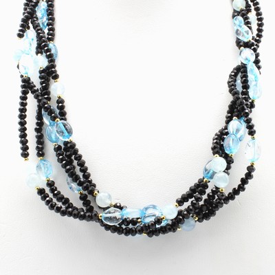 27165344a - 5-reihiges Collier mit Spinellen und Farbstei-nen, Karabinerschl. u. Zwischenkügelchen ...