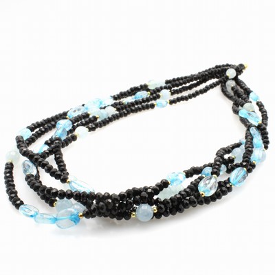 27165344b - 5-reihiges Collier mit Spinellen und Farbstei-nen, Karabinerschl. u. Zwischenkügelchen ...
