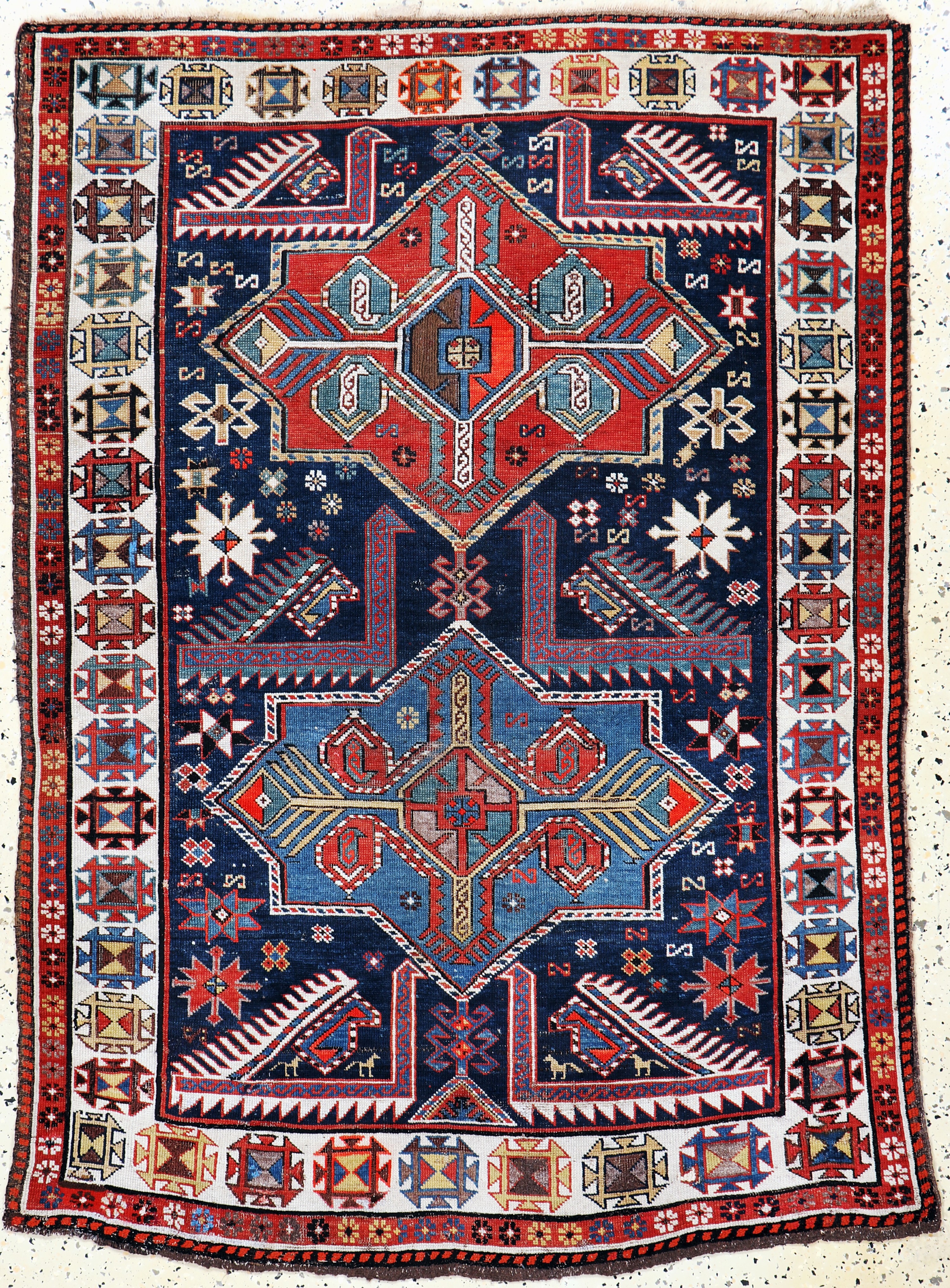 Image 27165451 - ´Akstafa´Kazak antik, Kaukasus, 19.Jhd, Wolle auf Wolle, ca. 160 x 117 cm, EHZ: 2-3, ...