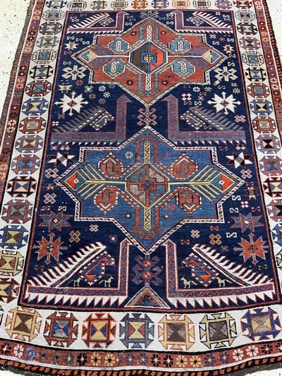 27165451e - ´Akstafa´Kazak antik, Kaukasus, 19.Jhd, Wolle auf Wolle, ca. 160 x 117 cm, EHZ: 2-3, ...