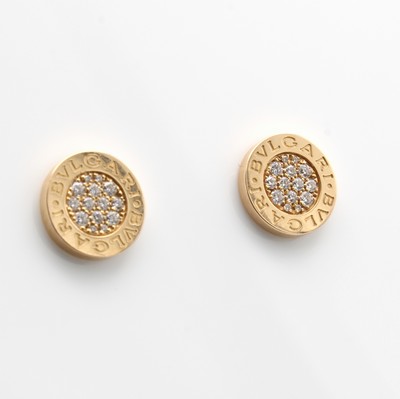 27165673b - Paar Bulgari Ohrstecker, ´Classic Pink Gold´ mit Brillanten, RoseG 750/000, Brill. zus. ...